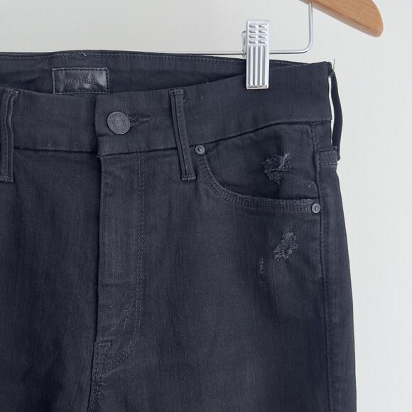 Mother Jeans Womens 27 Black The Looker Ankle Fray Distressed Raw Hem - Picture 3 of 13